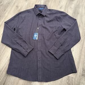 Vince Camuto Performance Shirt Mens Large Blue Crosshatch Long Sleeve Button NEW